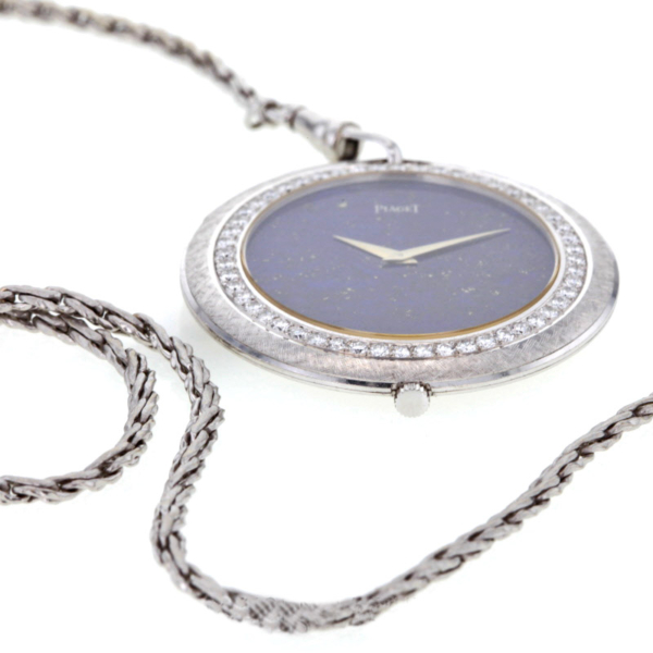 Piaget Frackuhr, Taschenuhr, Weißgold 750/-, 52 Diamanten