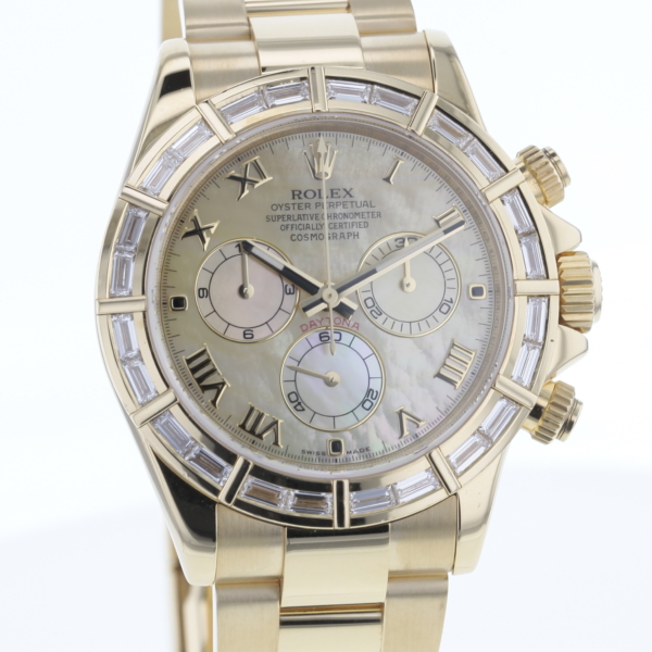 Rolex Cosmograph Daytona Gold 750/- Lünette mit 24 Baguette Diamanten