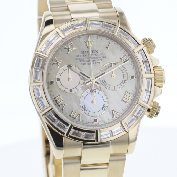 Rolex Cosmograph Daytona Gold 750/- Lünette mit 24 Baguette Diamanten