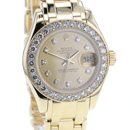 Rolex Pearlmaster, 750/-, Lünette mit 32 Brillanten