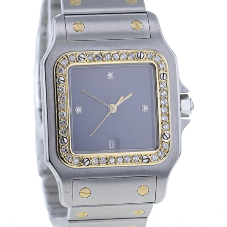 Cartier Santos Galbée Stahl/18K. Gold, 36 Diamanten